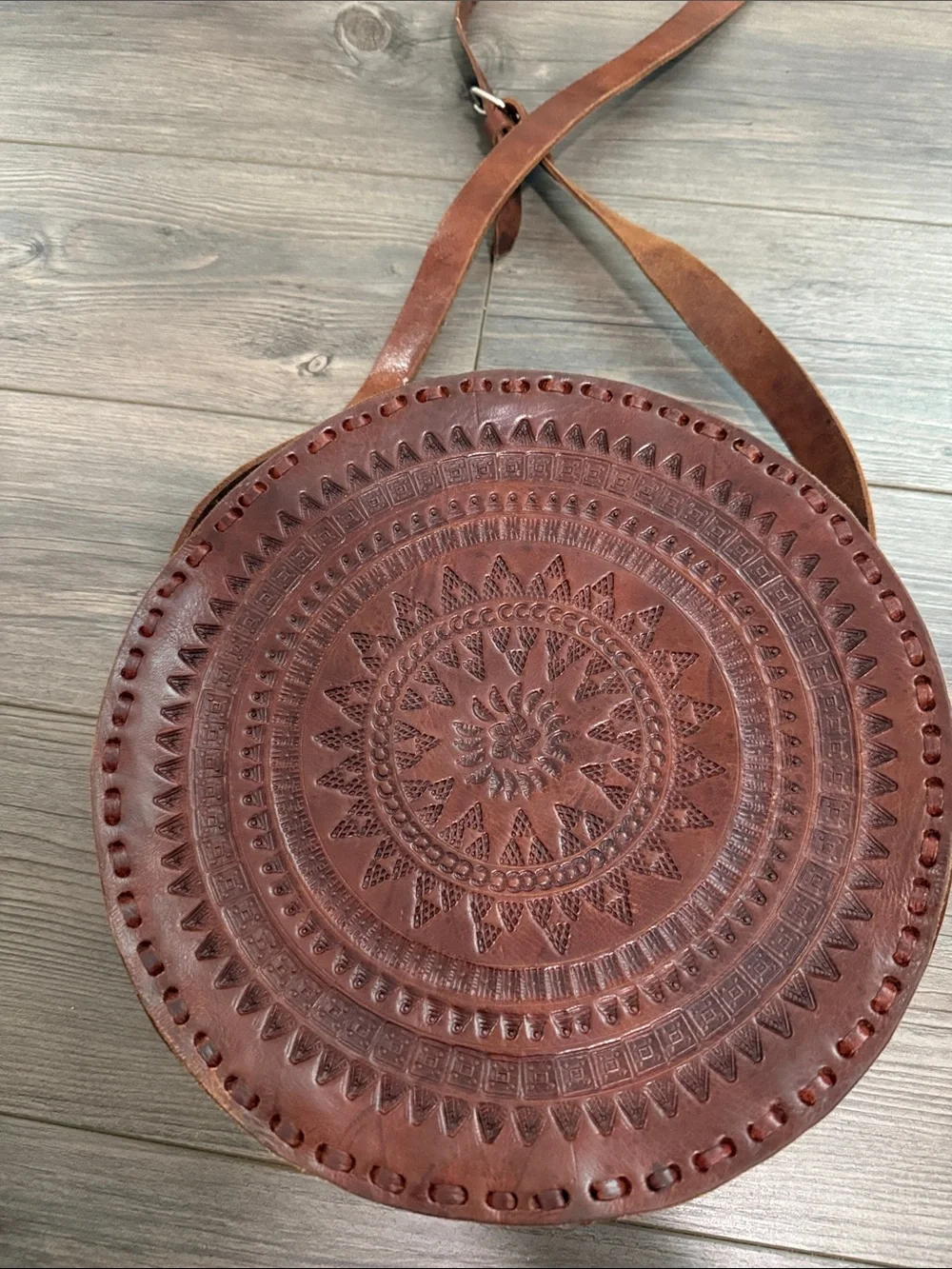 Hand Tooled Large Leather Bag Handmade!!!